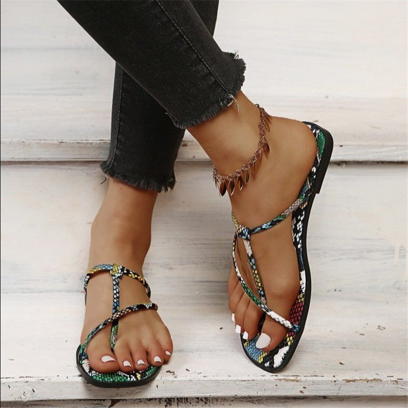 Comfortable Flat-bottomed Simple Square Head Outdoor Slippers