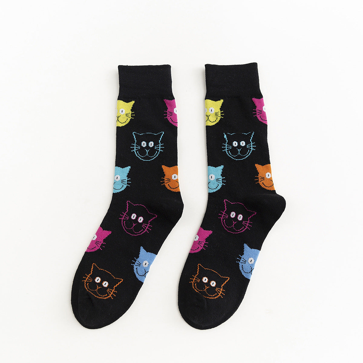 Autumn And Winter New Socks Korean Fashion Personality Men And Women Tube Socks Cartoon Black And White Cat And Dog Animal Series