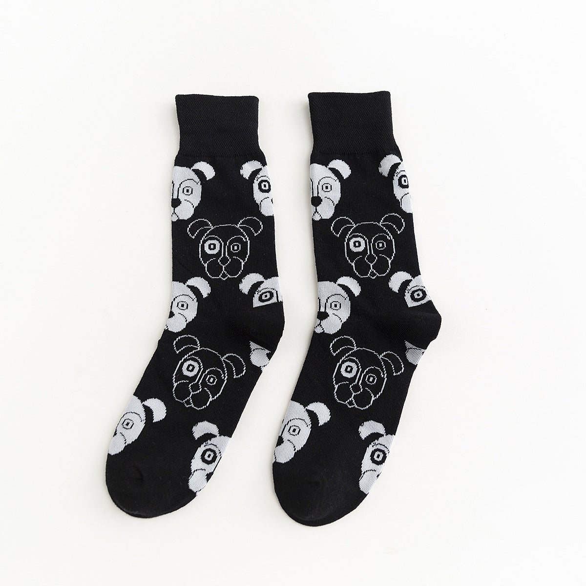 Autumn And Winter New Socks Korean Fashion Personality Men And Women Tube Socks Cartoon Black And White Cat And Dog Animal Series