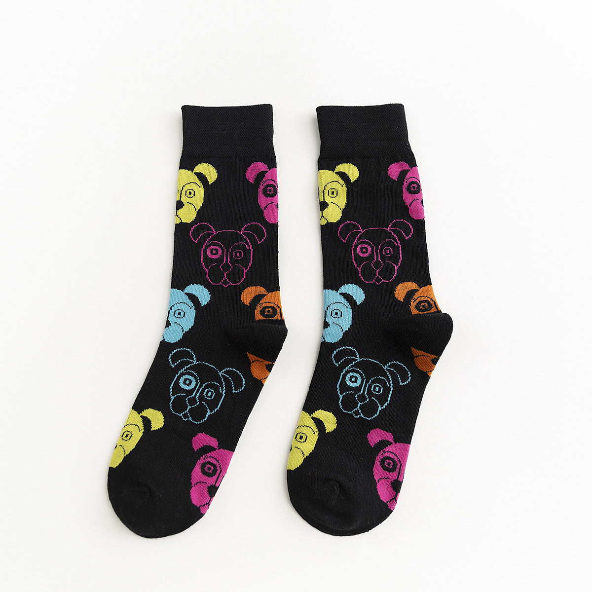 Autumn And Winter New Socks Korean Fashion Personality Men And Women Tube Socks Cartoon Black And White Cat And Dog Animal Series