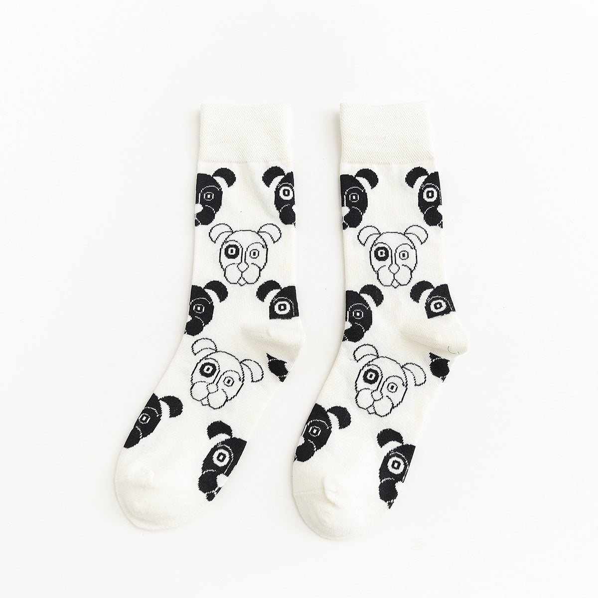 Autumn And Winter New Socks Korean Fashion Personality Men And Women Tube Socks Cartoon Black And White Cat And Dog Animal Series