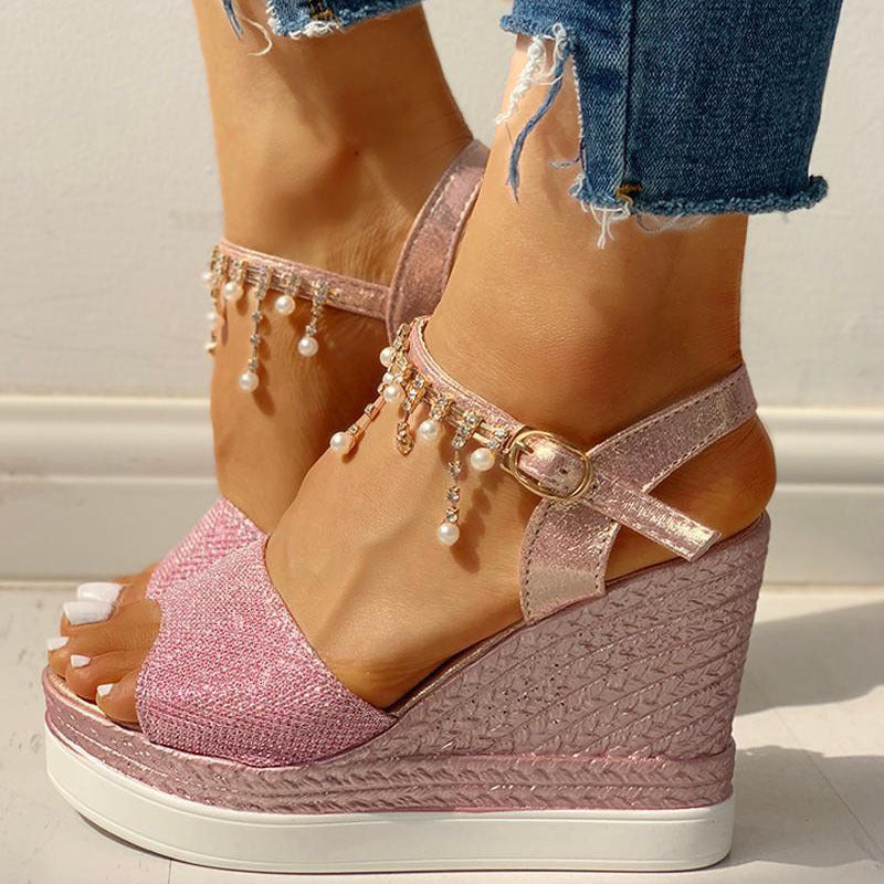 Japanese And Korean Casual Hollow Buckle Sandals Small Fragrant Wind Fish Mouth Pink Fashion Sandals Women