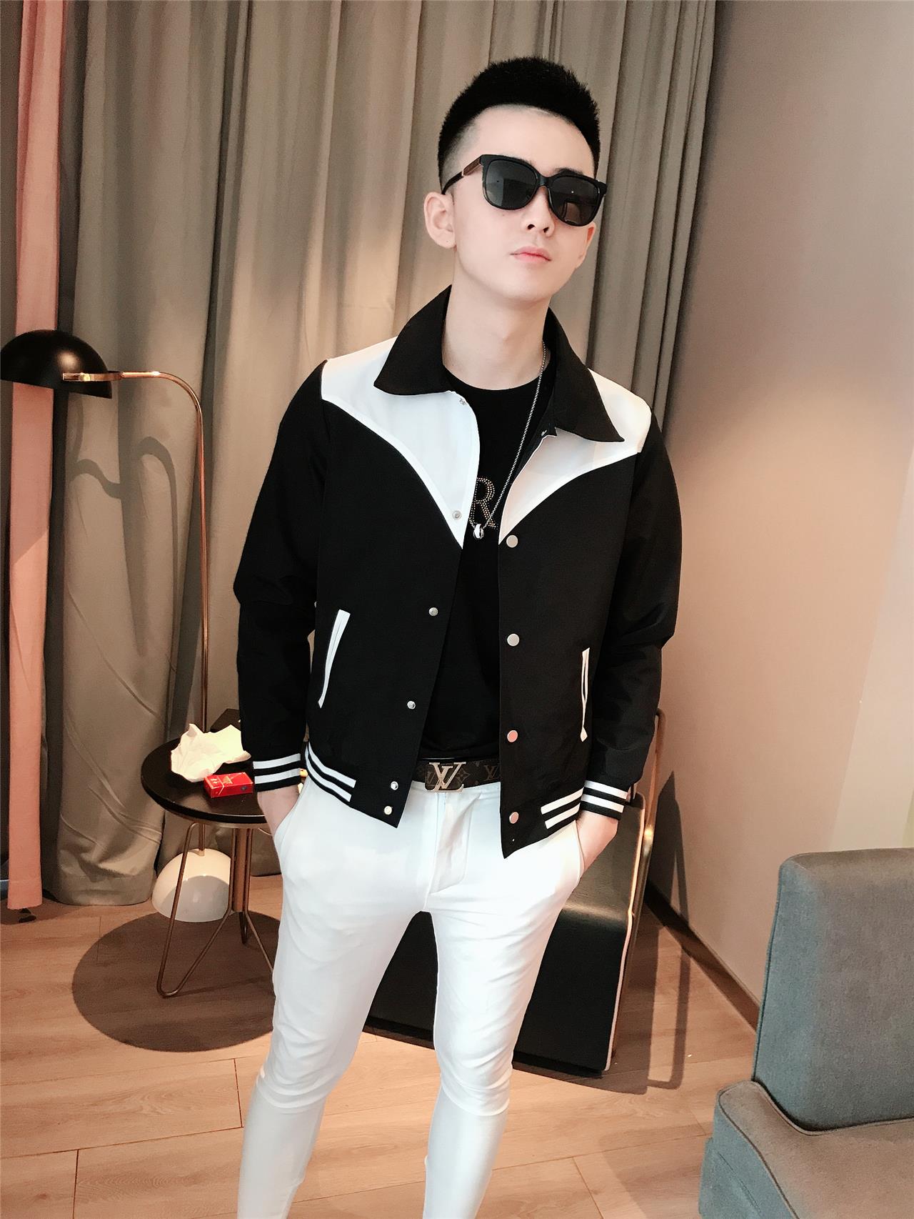 Short Jacket Men's Hit Color Handsome Fashion Baseball Uniform