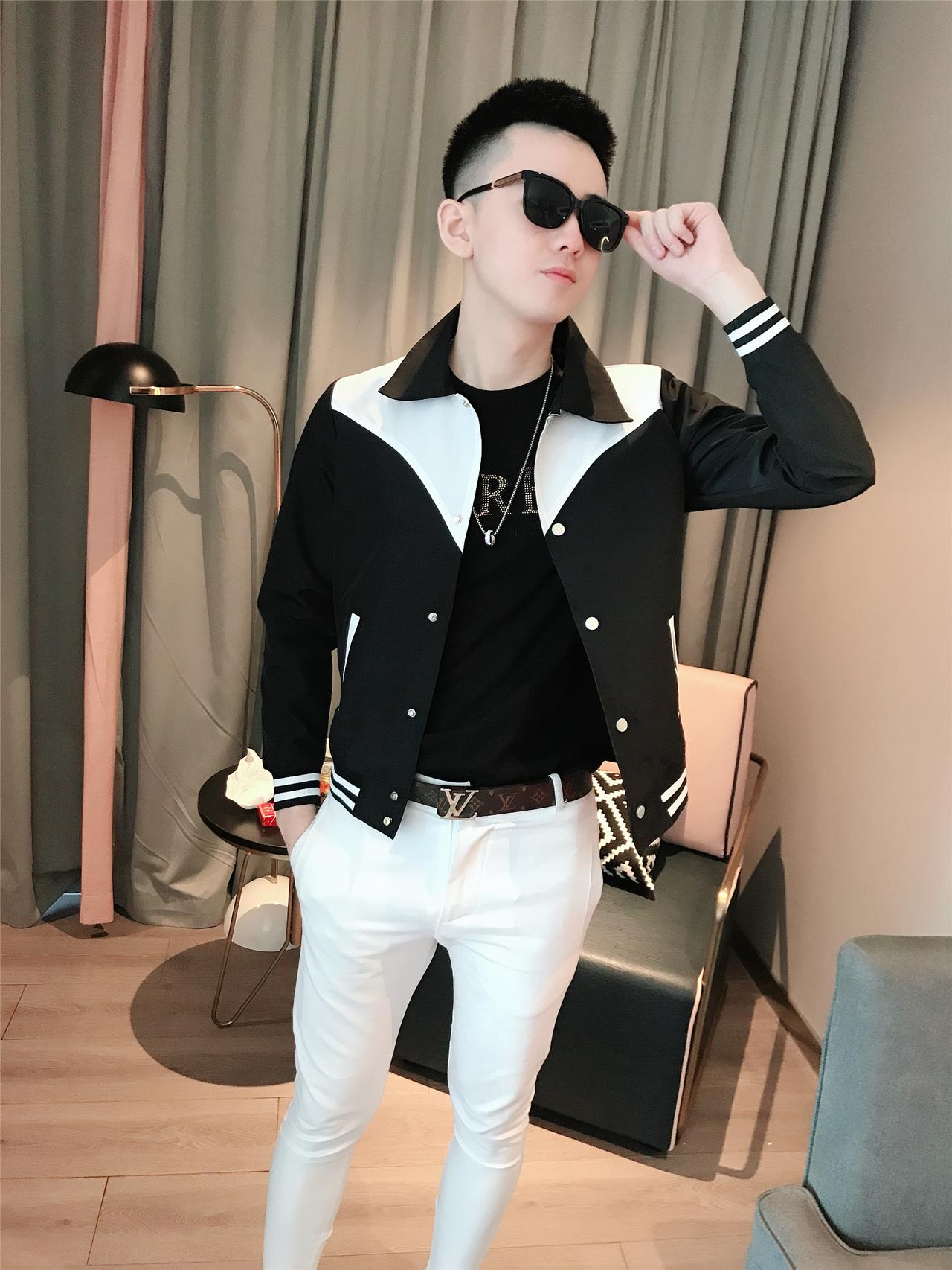 Short Jacket Men's Hit Color Handsome Fashion Baseball Uniform