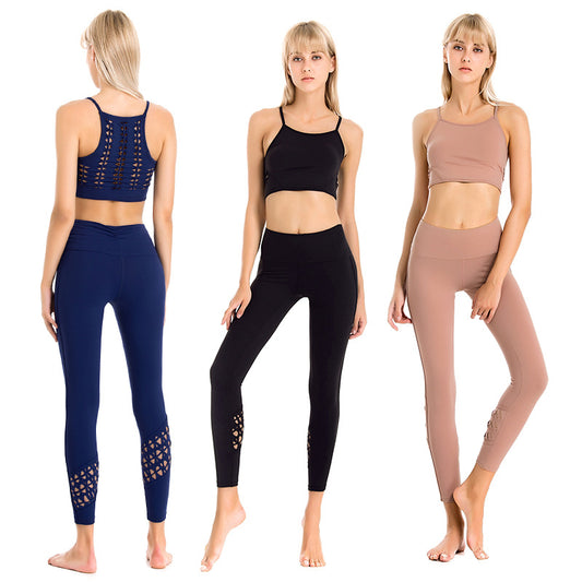 Professional Yoga Suit Female Running Dance Quick-Drying Wicking Sports Fitness Yoga Bra Cutting Woven Yoga Pants