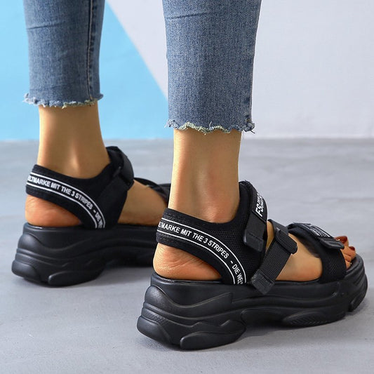 Sporty sandaler til kvinder med velcro, platformsandaler til kvinder