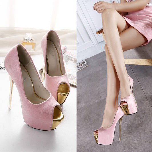 High Heeled Fish Mouth Suede Women'S Sandals
