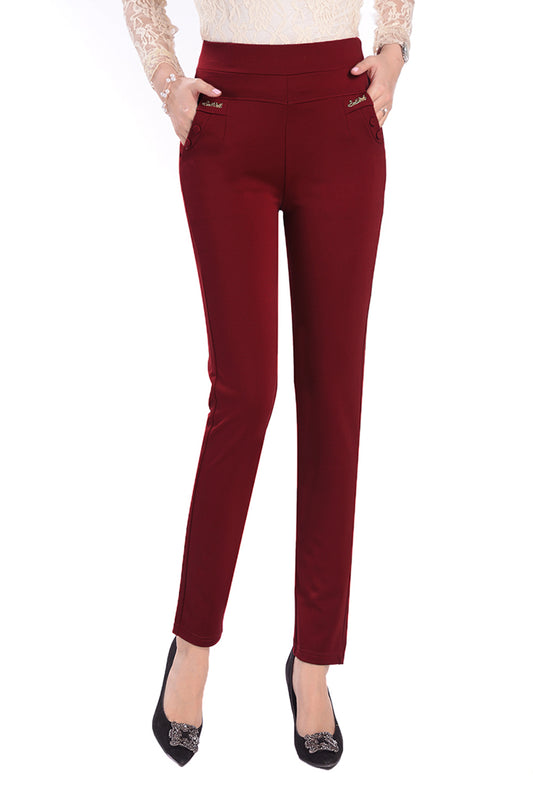 Middle-Aged And Elderly Elastic Waist Pants Stretch Mother Pants Summer Thin Middle-Aged Women'S High Waist Large Size Trousers