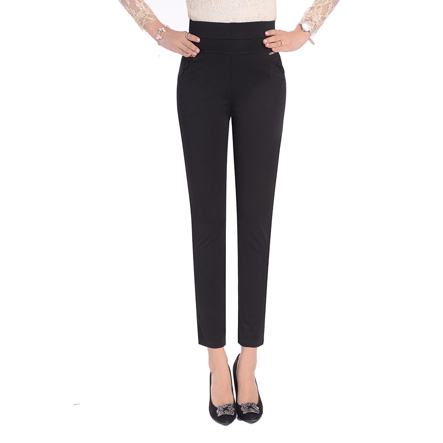 Middle-Aged And Elderly Elastic Waist Pants Stretch Mother Pants Summer Thin Middle-Aged Women'S High Waist Large Size Trousers