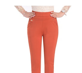 Middle-Aged And Elderly Elastic Waist Pants Stretch Mother Pants Summer Thin Middle-Aged Women'S High Waist Large Size Trousers