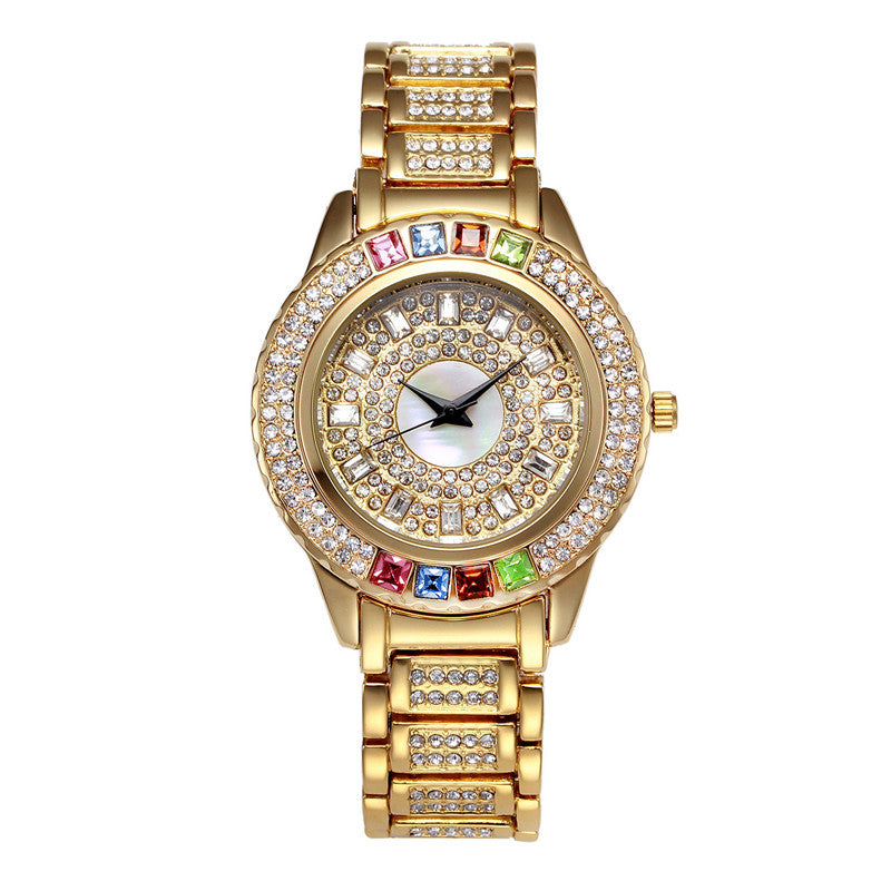 Color Diamond Waterproof High-end Leisure Steel Band Ladies Watch