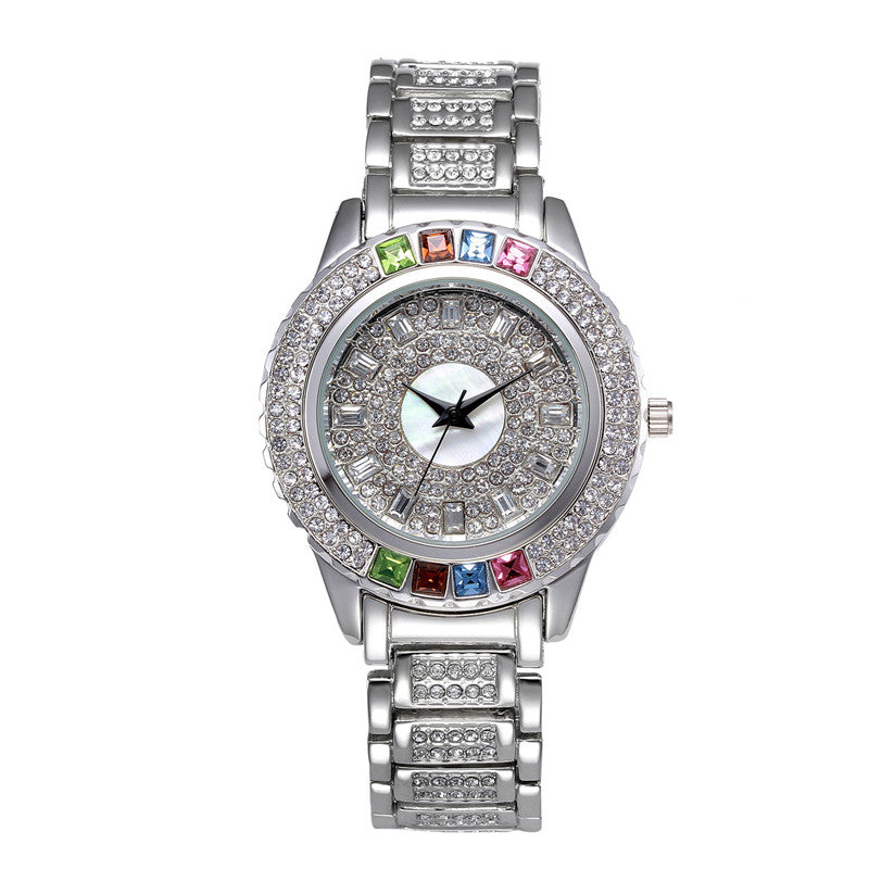 Color Diamond Waterproof High-end Leisure Steel Band Ladies Watch