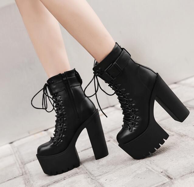 Platform High Heel Nightclub Round Toe Women's Short Boots