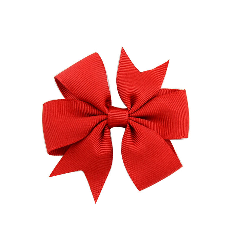 V-Shaped Ribbed Ribbon Hairpin Solid Color Bow Hairpin Children'S Headdress
