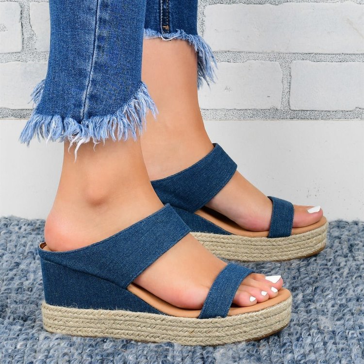 Summer New European And American Foreign Trade Women's Shoes Wedge Toe Plus Size Cross-Border Amazon Women's Sandals Manufacturer