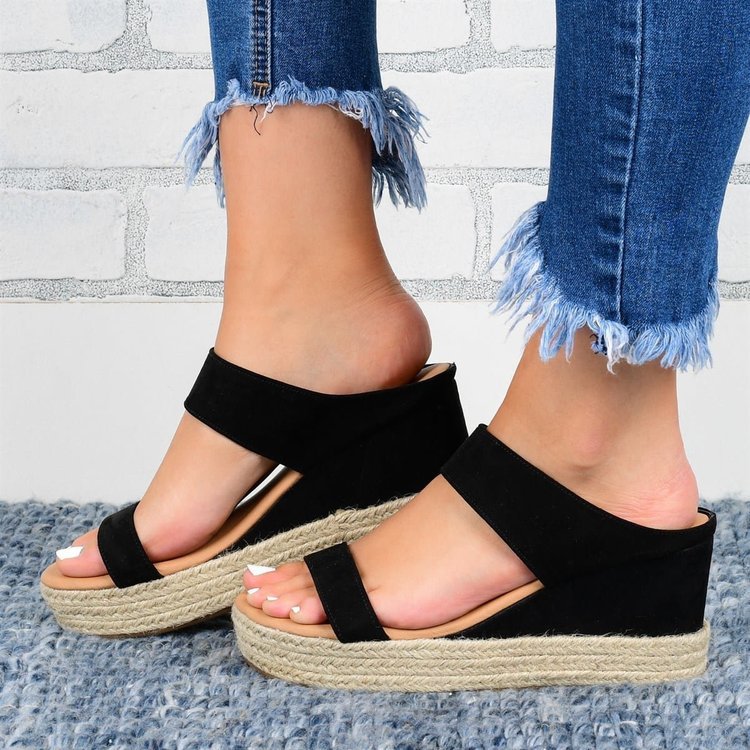 Summer New European And American Foreign Trade Women's Shoes Wedge Toe Plus Size Cross-Border Amazon Women's Sandals Manufacturer