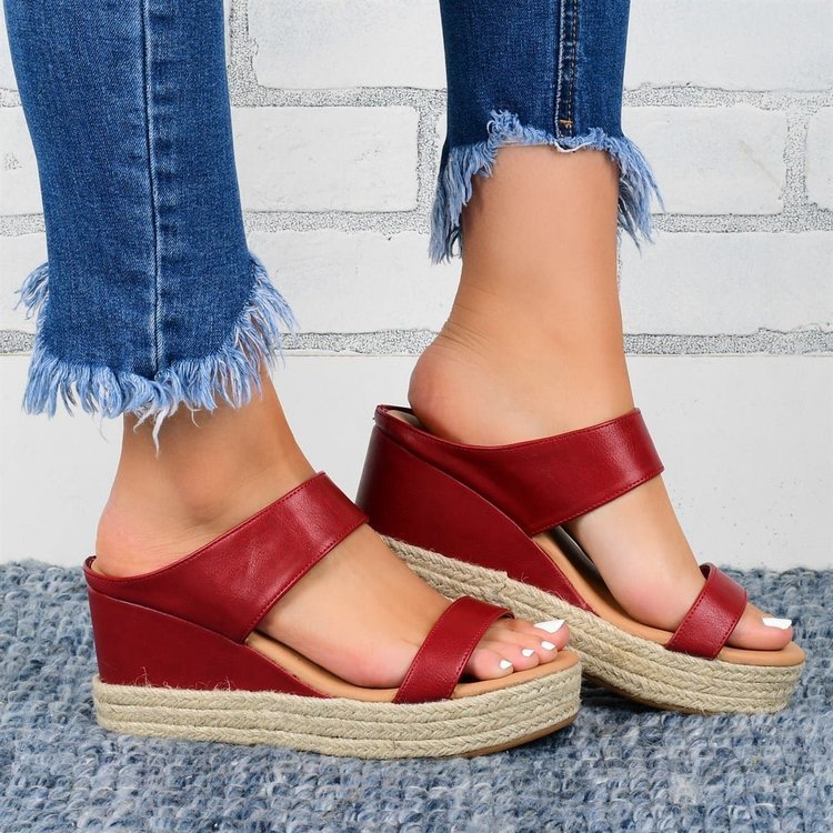 Summer New European And American Foreign Trade Women's Shoes Wedge Toe Plus Size Cross-Border Amazon Women's Sandals Manufacturer