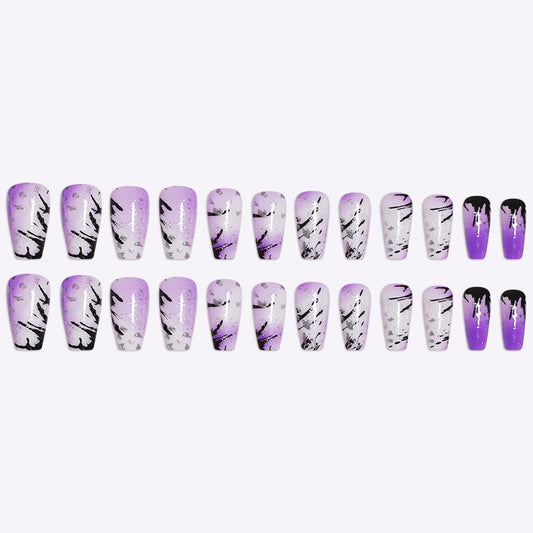 Ballet Coffin False Nail Dream Purple Teng Halo Nail Dye Manicure Kit False Nail