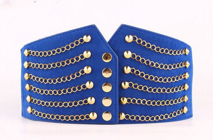 Wide Belt Waist Cover Female 1 Korean Fashion Temperament Personality Rivet Skirt Belt Elastic Band Waist