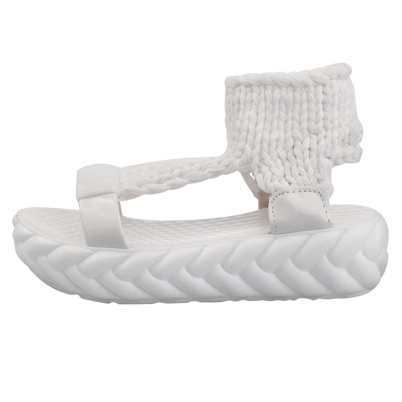 Thick-Soled Sponge Cake Wedge Heel All-Match Comfortable Roman Shoes