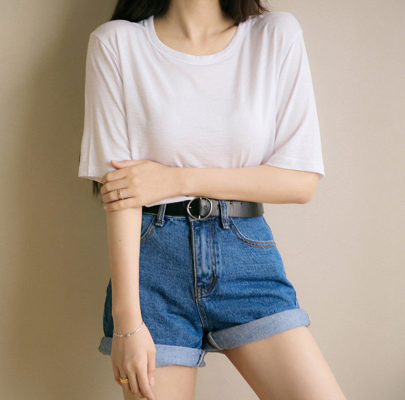 Curled Elastic Ladies Denim Shorts Female Student Pants Foreign Trade Women'S Clothing