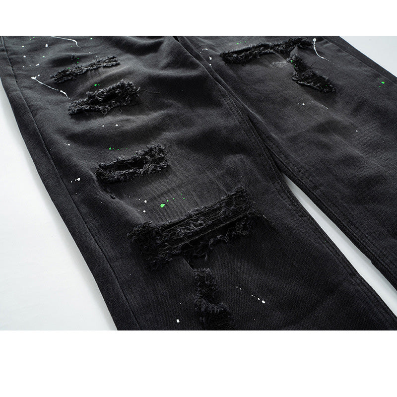 Men'S And Women'S Same Slim-Fit Destruction Jeans