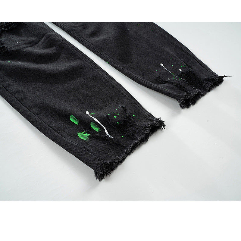 Men'S And Women'S Same Slim-Fit Destruction Jeans