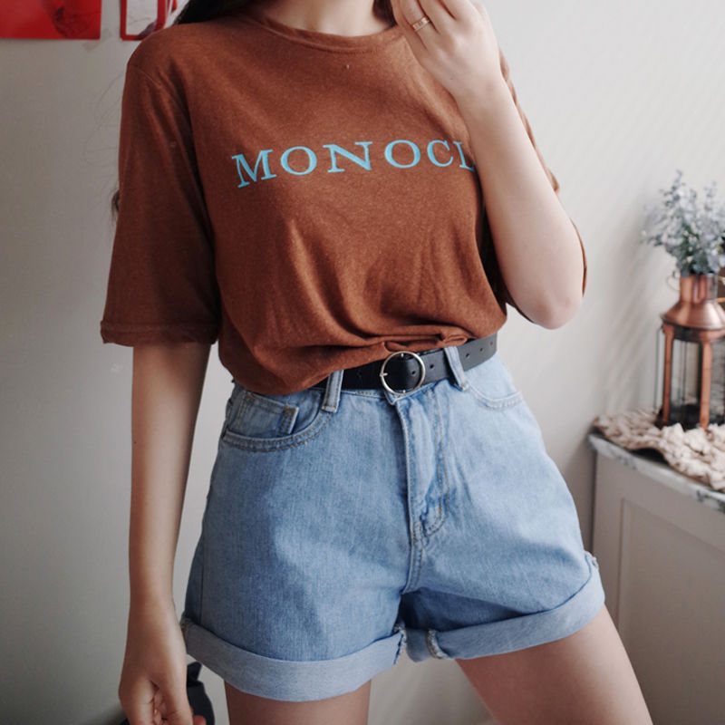 Curled Elastic Ladies Denim Shorts Female Student Pants Foreign Trade Women'S Clothing