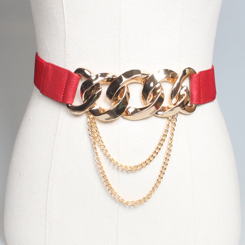 Metal Thick Chain Ladies Girdle, Trendy Matching Skirt Waist, Decoration Punk Belt Black