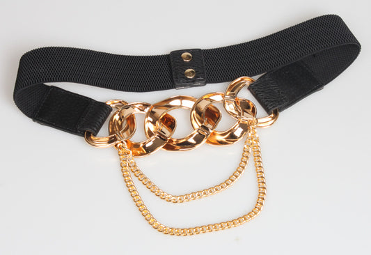 Metal Thick Chain Ladies Girdle, Trendy Matching Skirt Waist, Decoration Punk Belt Black