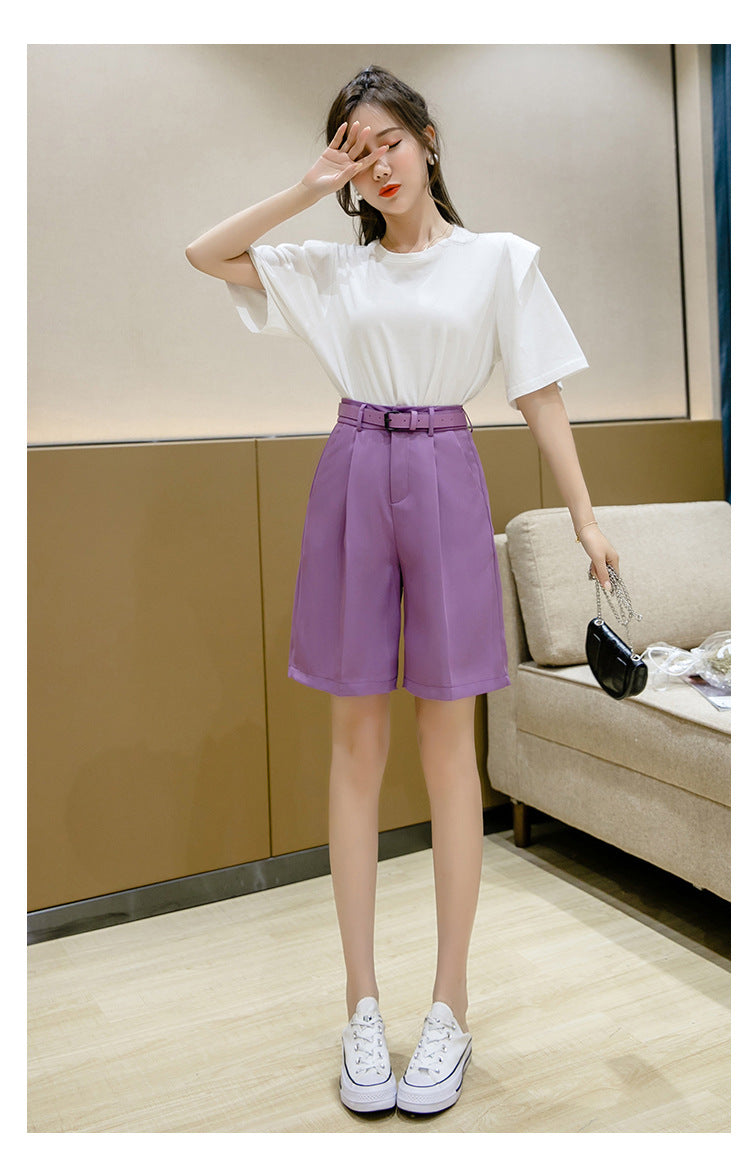 Women'S Suit Shorts Summer New Casual Pants Loose Straight-Leg Pants