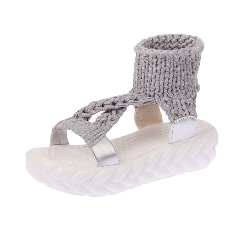Thick-Soled Sponge Cake Wedge Heel All-Match Comfortable Roman Shoes