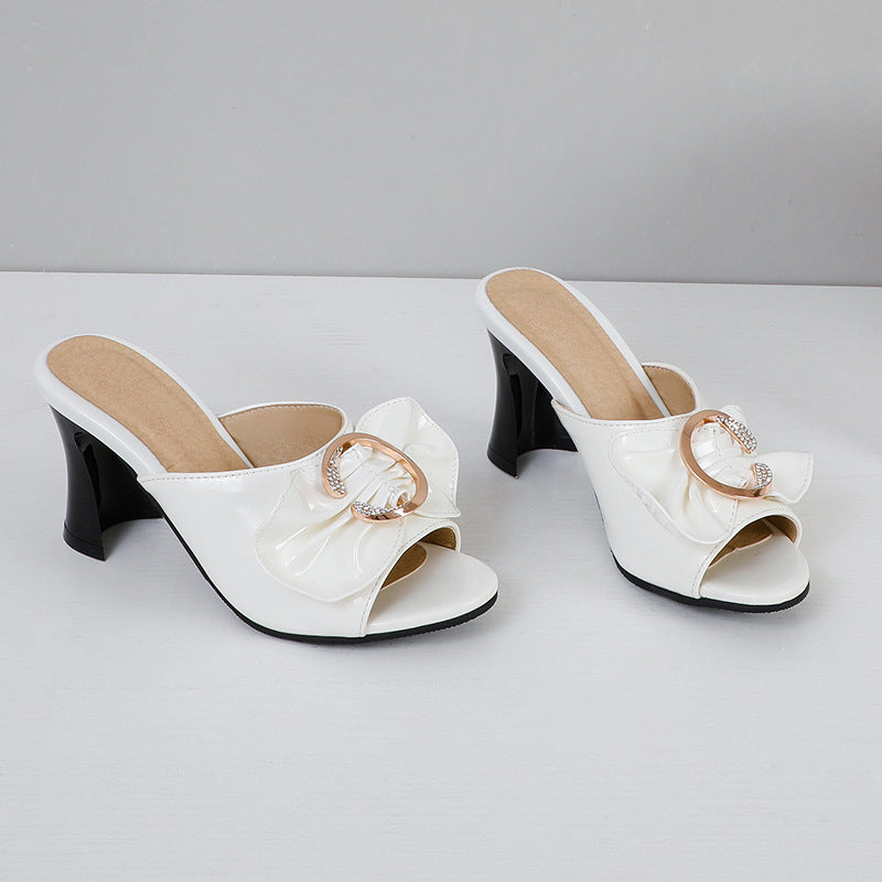 New Summer Fashion High Heeled Fish Mouth Slippers Women