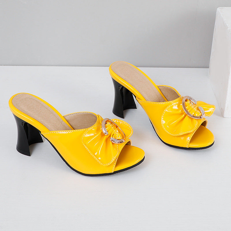 New Summer Fashion High Heeled Fish Mouth Slippers Women