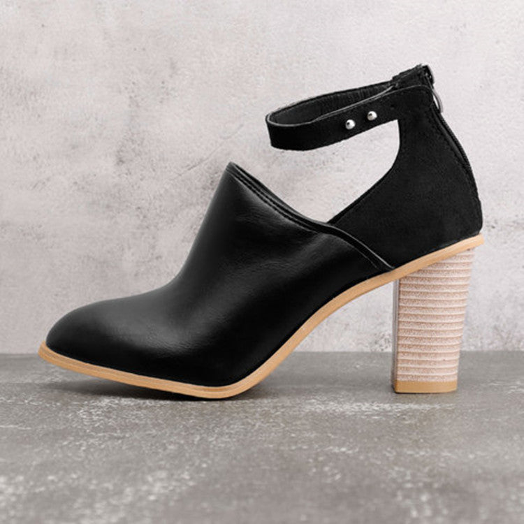 Chunky Heel Round Toe Baotou Fashion British Shoes
