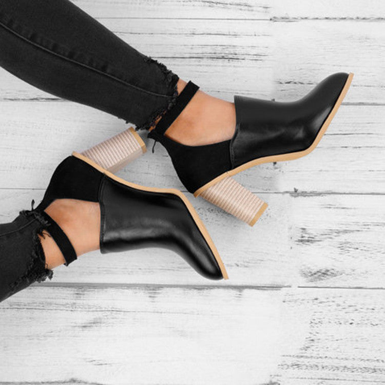Chunky Heel Round Toe Baotou Fashion British Shoes