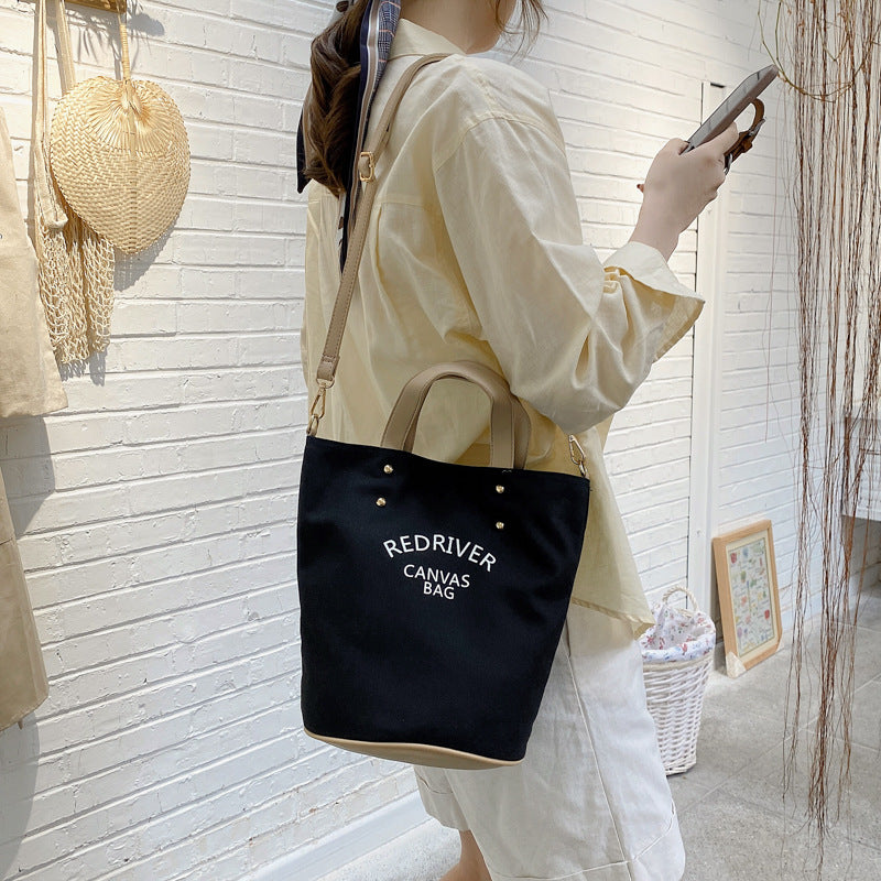 Letter Shoulder Handbag Beach Bucket Bag