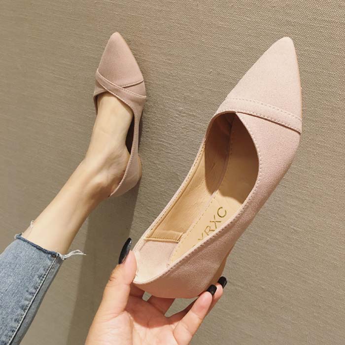 Spring comfortable professional black pointed toe women's flat shoes