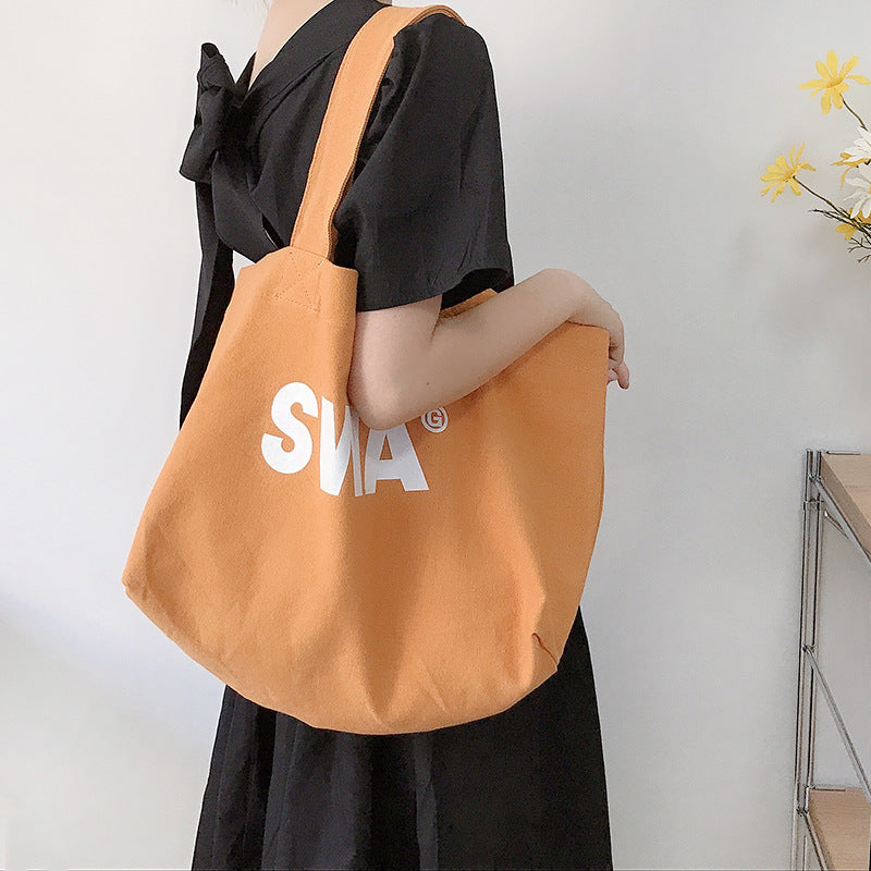 One-Shoulder Shopping Bag Lazy Style Student Art Canvas Bag Tote Bag