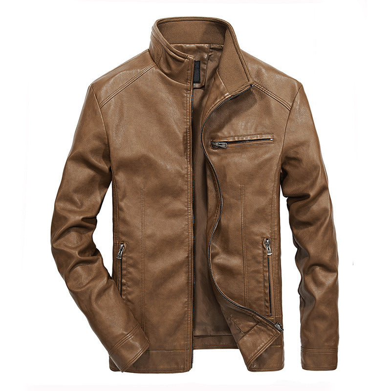 Manufacturer'S Foreign Trade Men'S Spring And Autumn New Style Men'S Locomotive Thin Leather Jacket Handsome Casual Youth Jacket Jacket