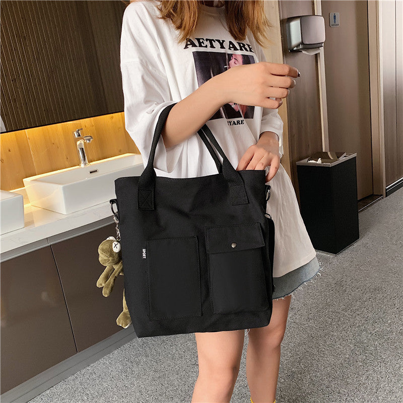 Foreign Style Canvas Bag Large Bag Women's New Fashion Korean Versatile Messenger Bag Large Capacity Single Shoulder Bag Handbag