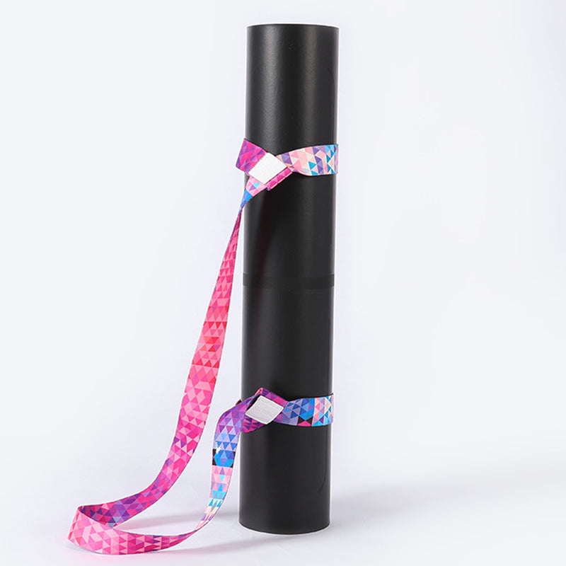 Yogamåtterem i ren bomuld, elastisk bånd, farverigt bindebånd, yogamåtte-opbevaringsreb, bindereb, yogataske med tryk, bindereb
