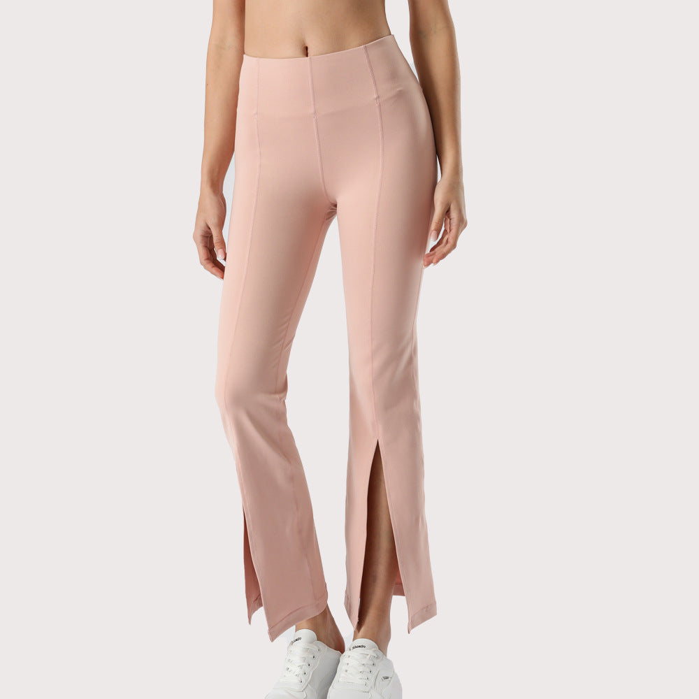 Women'S High Waist Yoga Flared Trousers Hip-Lifting Yoga Trousers Dance Fitness Sports Split Trousers