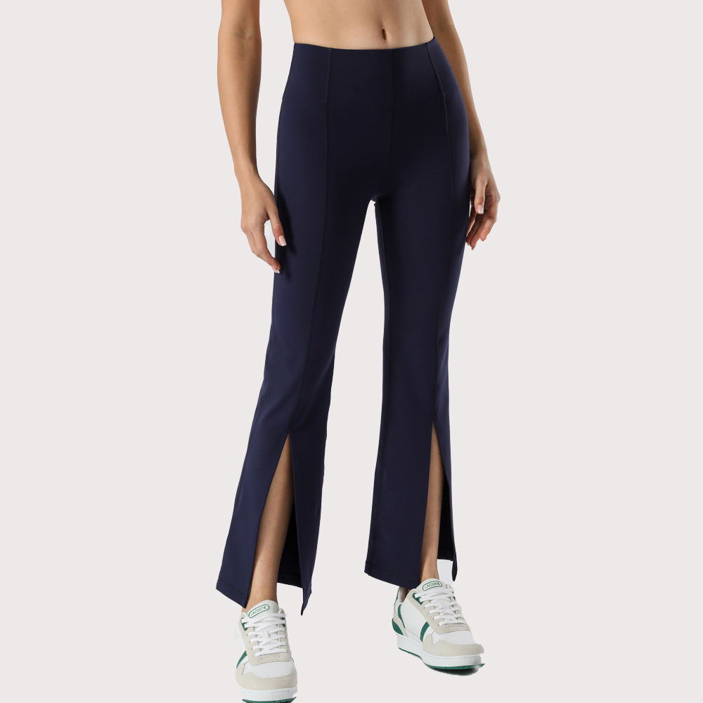 Women'S High Waist Yoga Flared Trousers Hip-Lifting Yoga Trousers Dance Fitness Sports Split Trousers