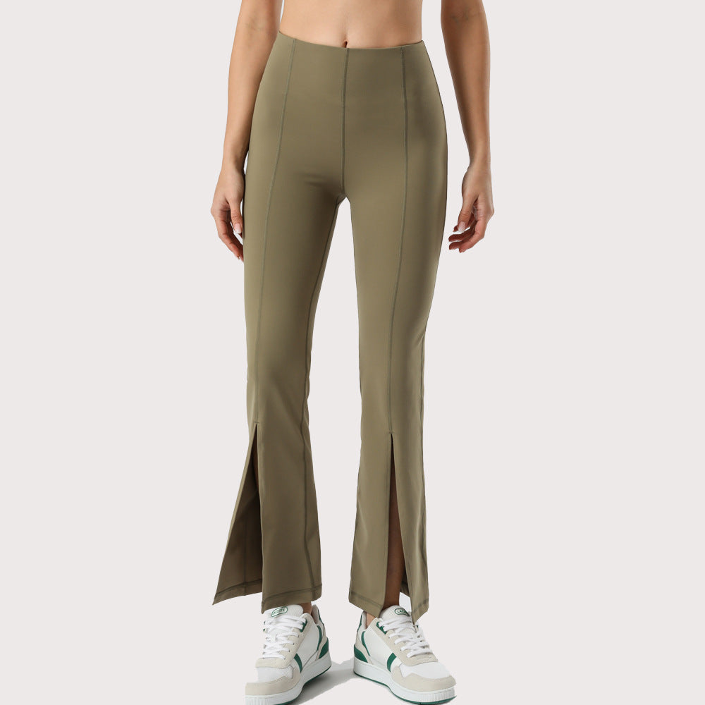Women'S High Waist Yoga Flared Trousers Hip-Lifting Yoga Trousers Dance Fitness Sports Split Trousers