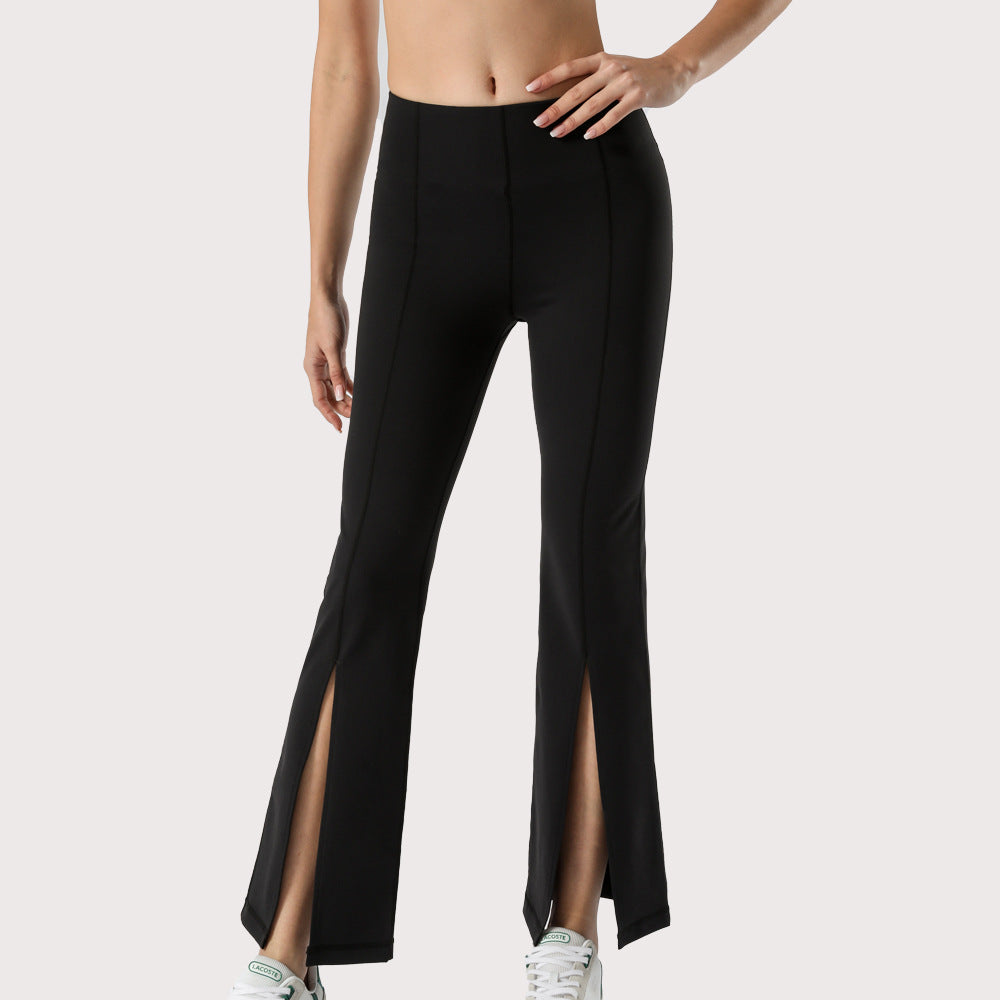 Women'S High Waist Yoga Flared Trousers Hip-Lifting Yoga Trousers Dance Fitness Sports Split Trousers