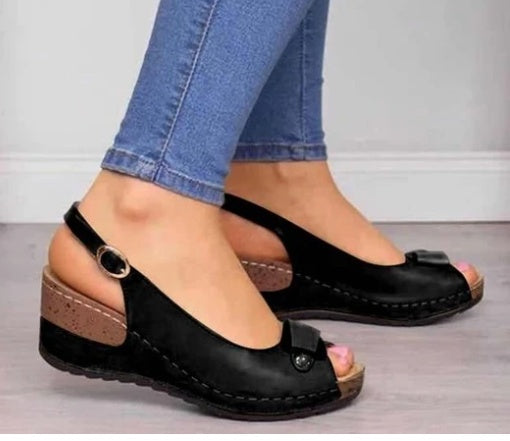 Large Size Wedge Fish Mouth Buckle Sandals
