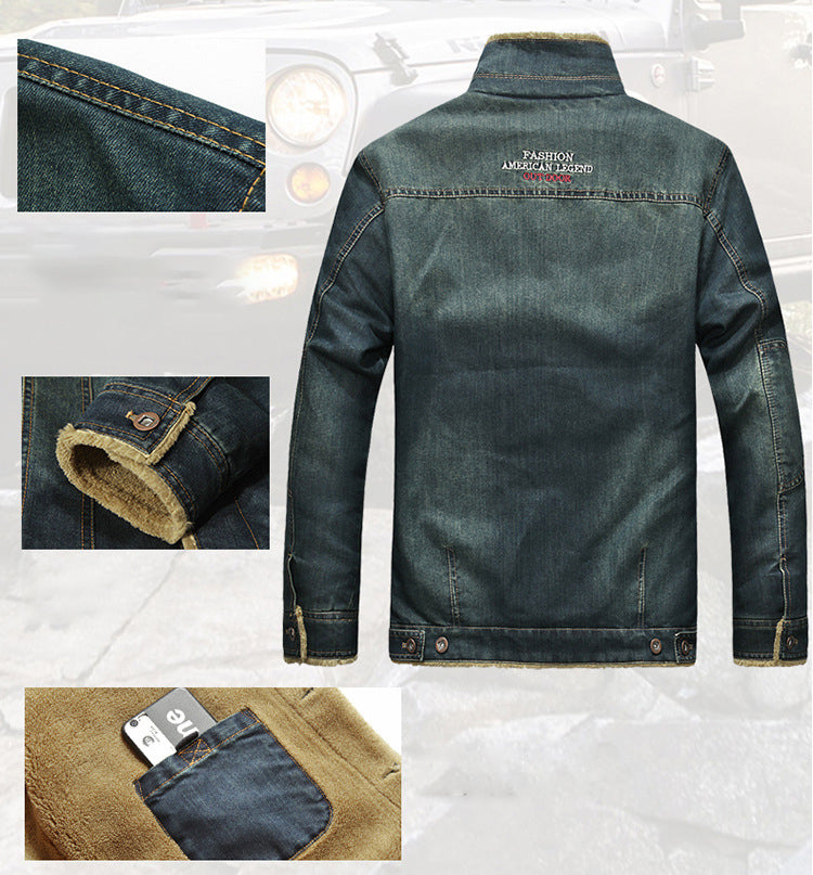 Winter Denim Jacket Men'S Denim Jacket Style Fashion Casual Plus Size Plus Velvet Coat Cotton Coat