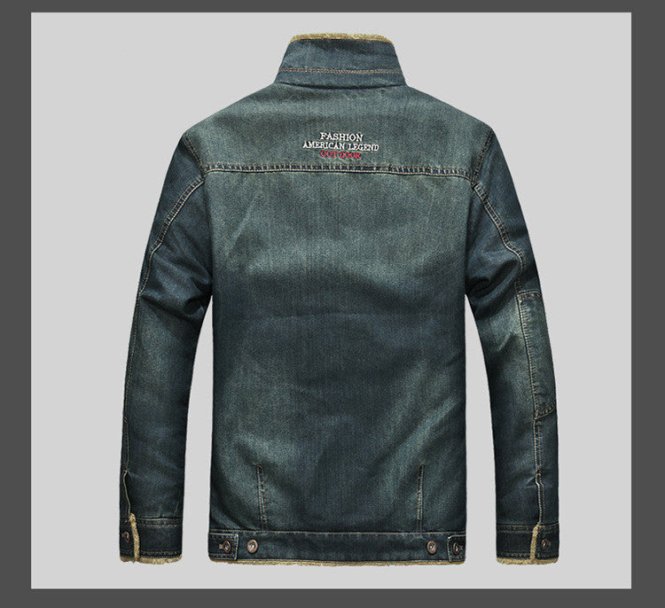 Winter Denim Jacket Men'S Denim Jacket Style Fashion Casual Plus Size Plus Velvet Coat Cotton Coat