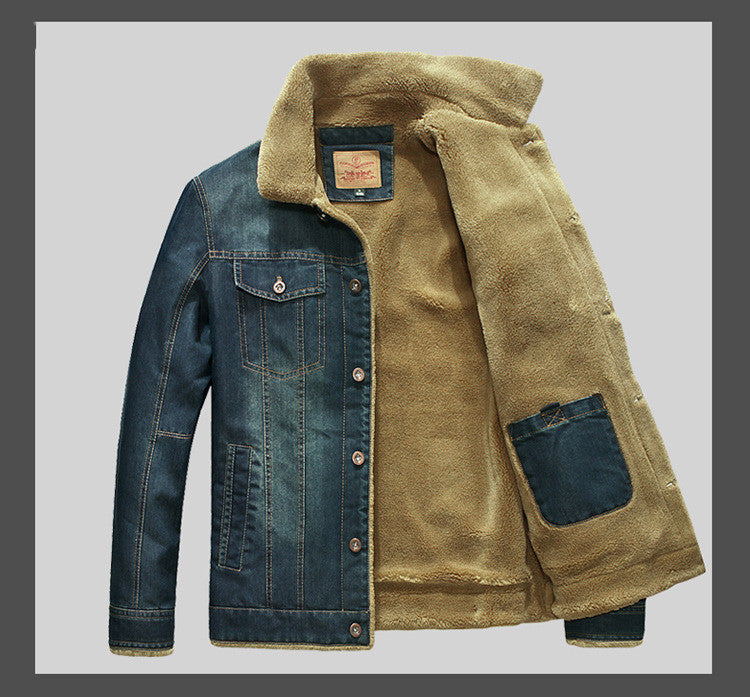 Winter Denim Jacket Men'S Denim Jacket Style Fashion Casual Plus Size Plus Velvet Coat Cotton Coat